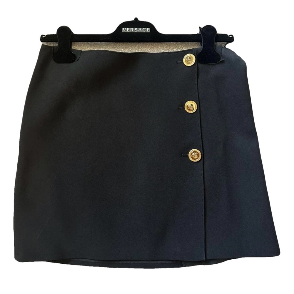 Versace Mini Skirt in Black with Gold Accents
